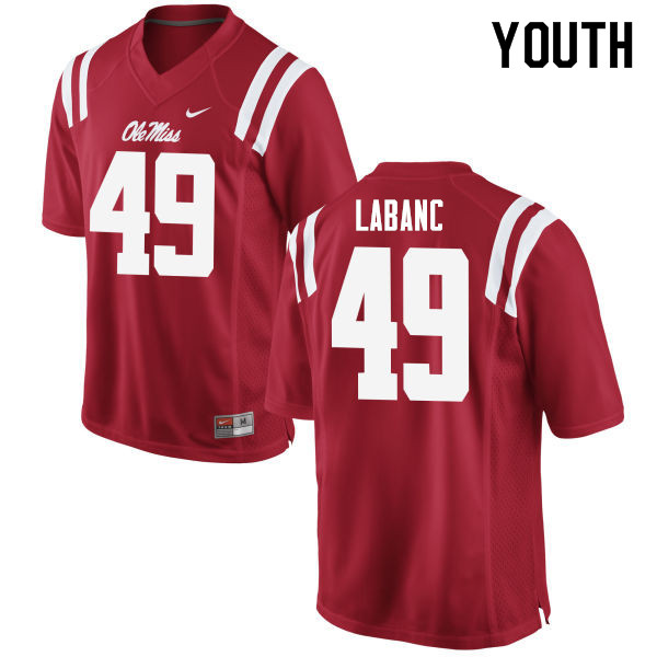 Youth #49 Ryan Labanc Ole Miss Rebels College Football Jerseys Sale-Red
